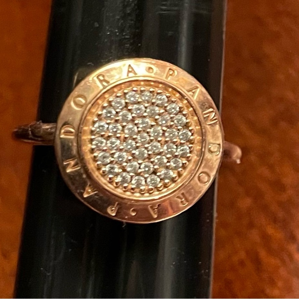Pandora Logo Rose Gold Pave’ Sparkle Ring